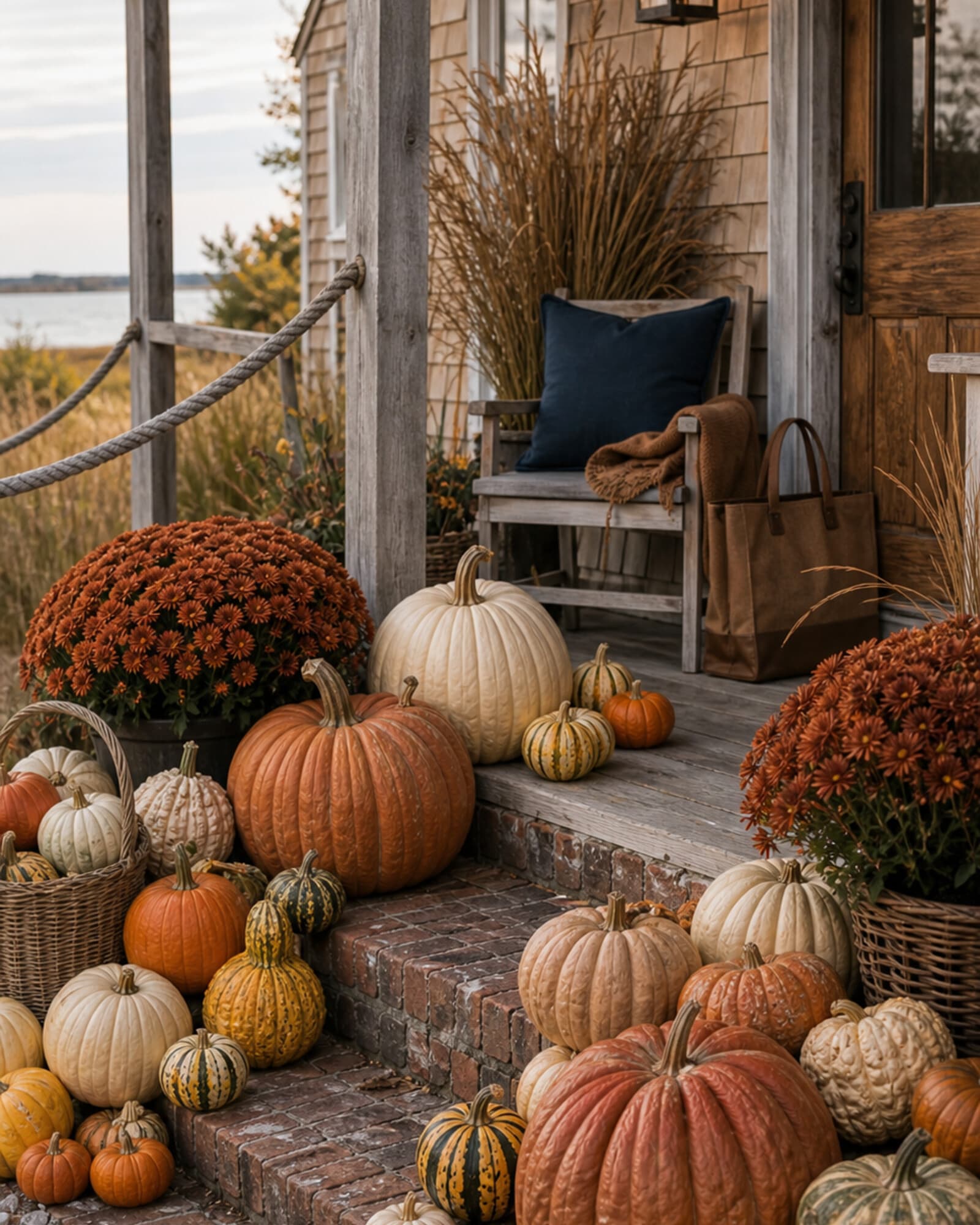 Chesapeake Heritage porch design with rust · saddle · indigo palette