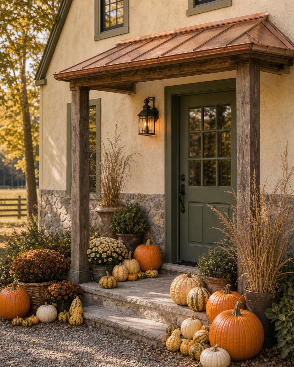 Twin Columns · Grand Inspiration — fall porch inspiration